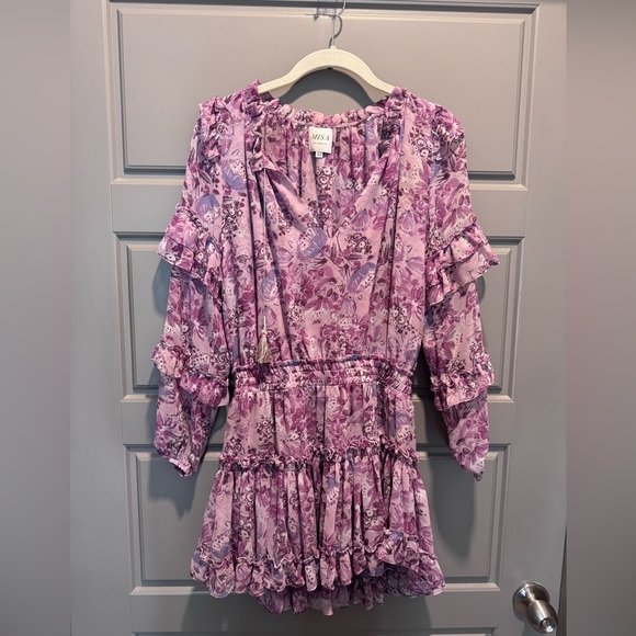 misa los angeles purple dress MISA Los Angeles Imelda Halter Floral Chiffon Maxi Dress